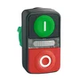 ZB5AW7L3741 - CABEÇOTE PARA BOTÃO DUPLO LUMINOSO Ø22MM PLÁSTICO RETORNO POR MOLA VERDE FACEADO "I" VERMELHO SALIENTE "O"